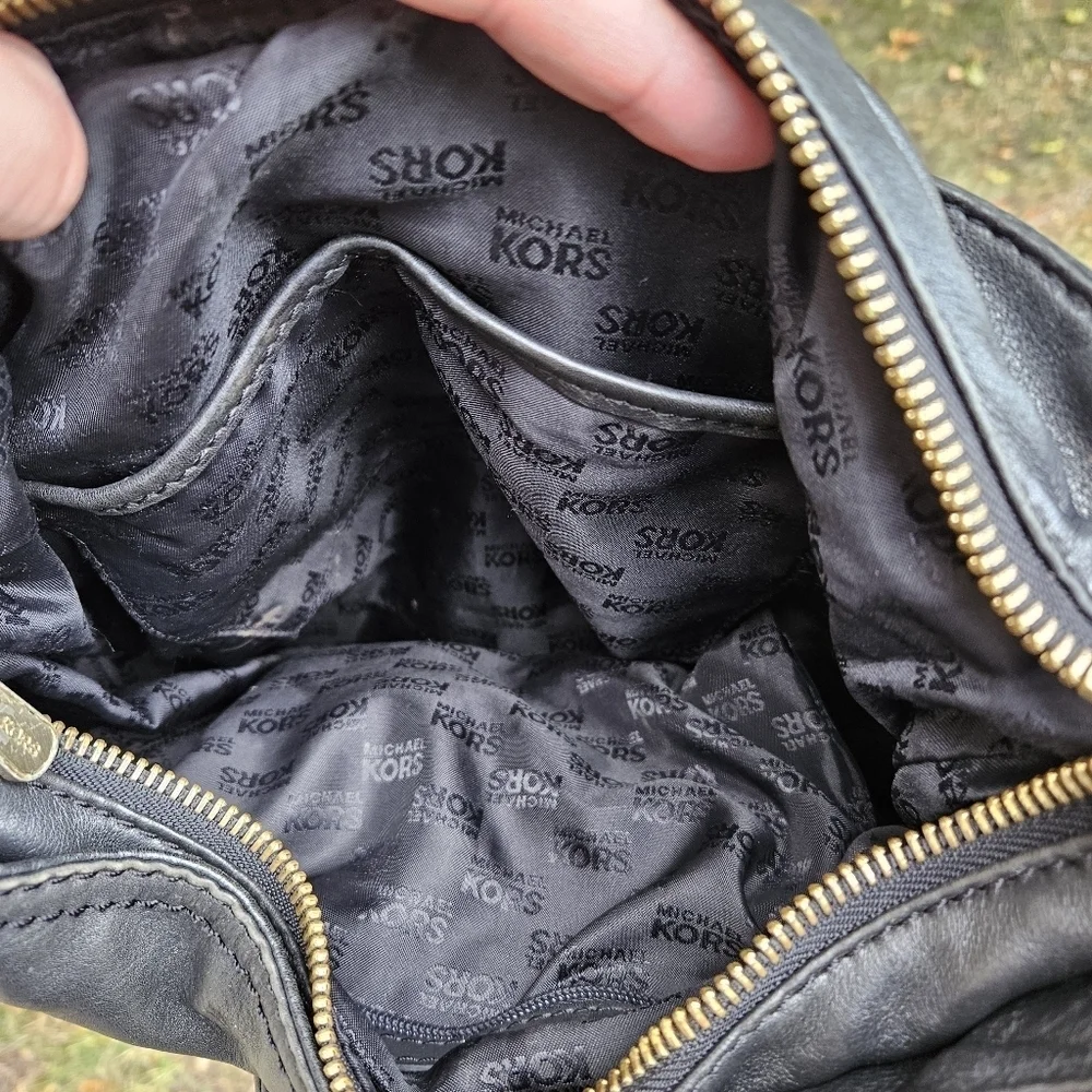 Michael Kors black leather hobo bag